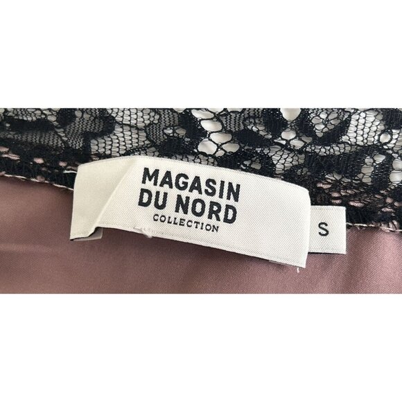 Magasin Du Nord Satin Lace Trim Night Gown Camisole Dress S Pink & Black - Picture 5 of 6